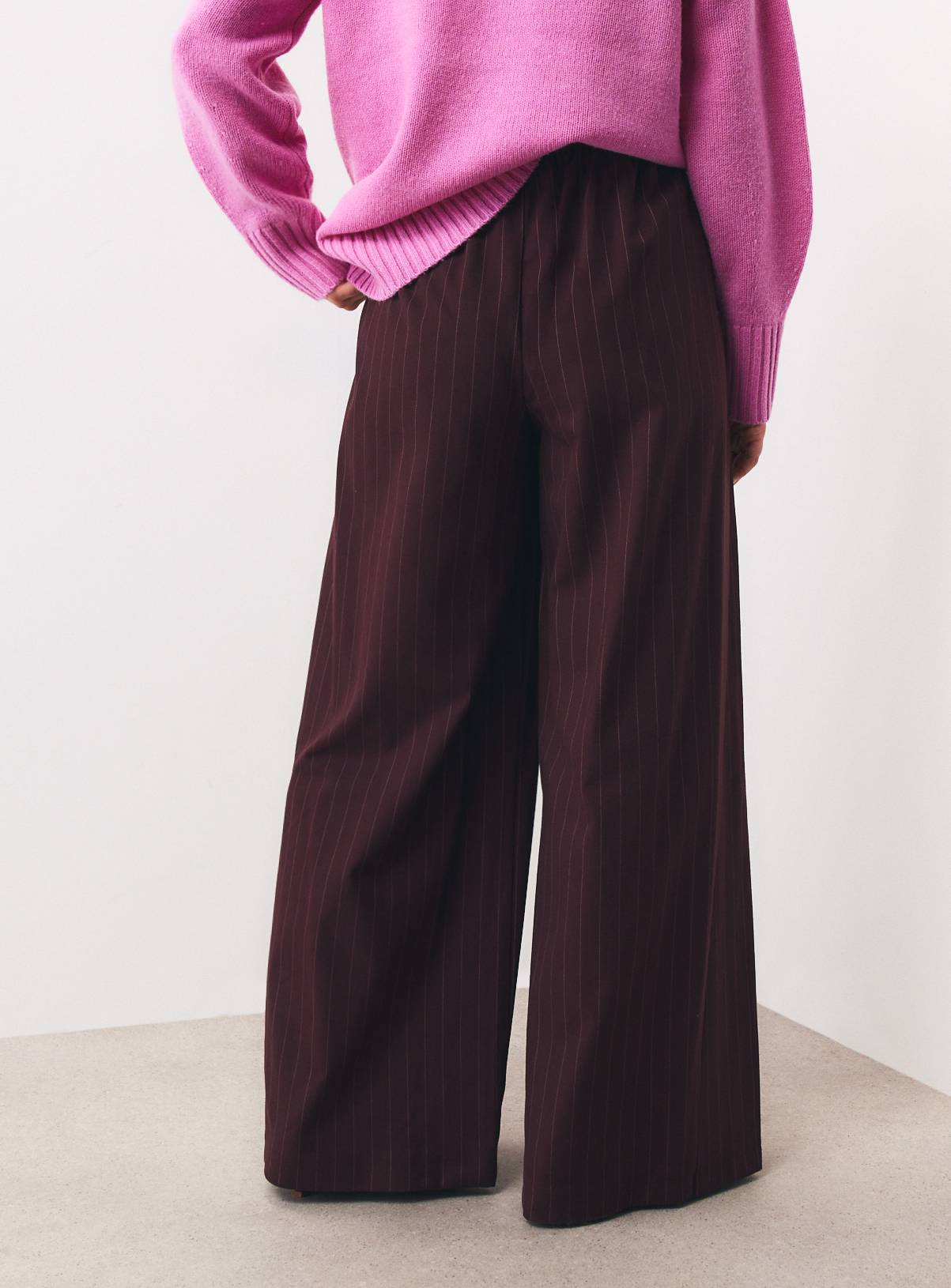 Dark Red Pinstripe Palazzo Trousers 12L - Image 4